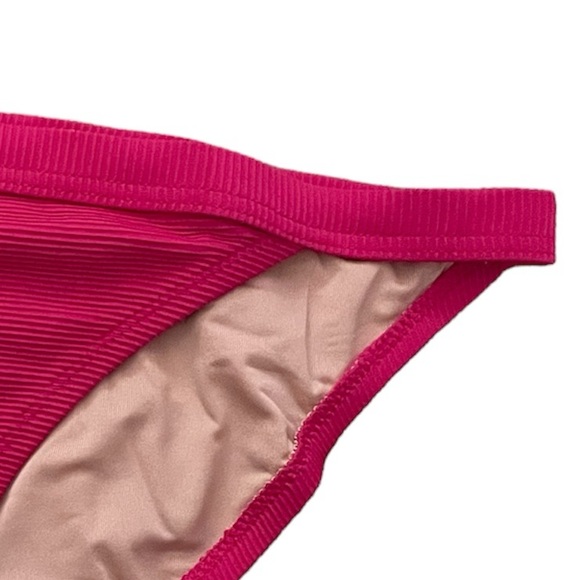 J Crew Ribbed Trim Lo Rise Hipster Full Coverage Bikini Bottom Red S (4-6) NWT - Picture 2 of 7